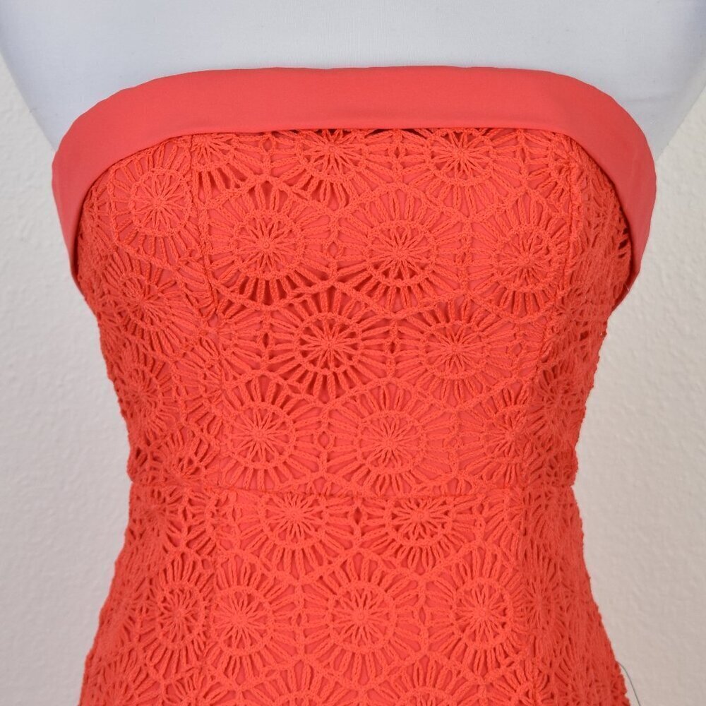 Lulu's Chic Intent Bright Red Crochet Textured Strapless Midi Dress NEW - XS - Picture 3 of 10